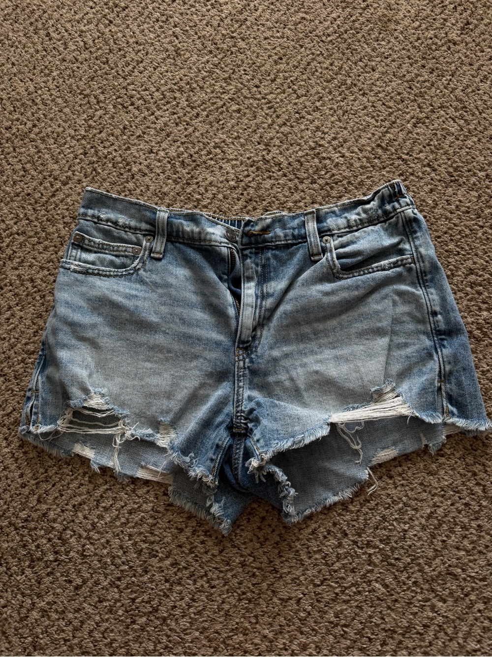 aerie Light Blue Distressed Denim Jean Shorts